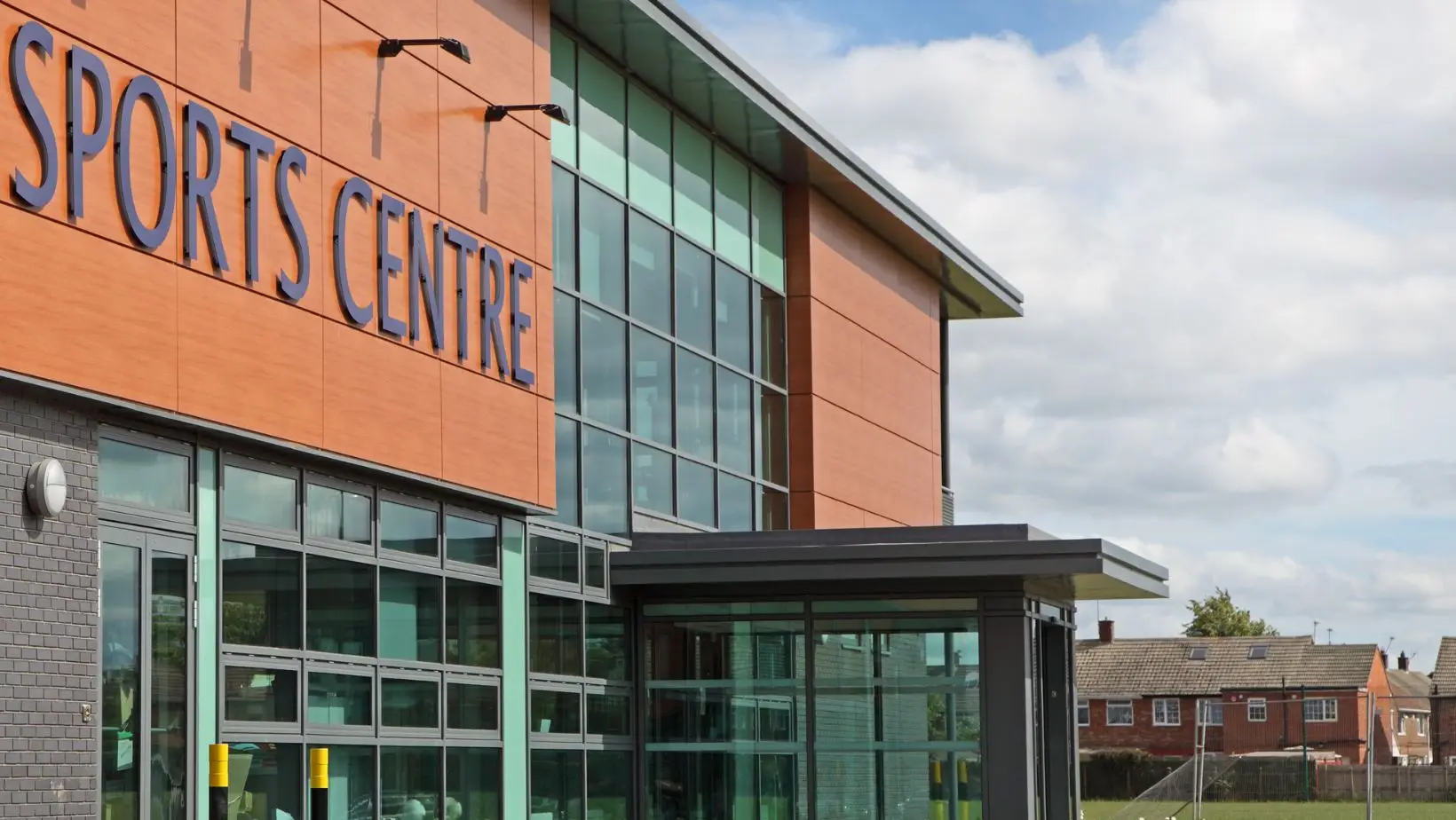 Modern sports centre with large windows
